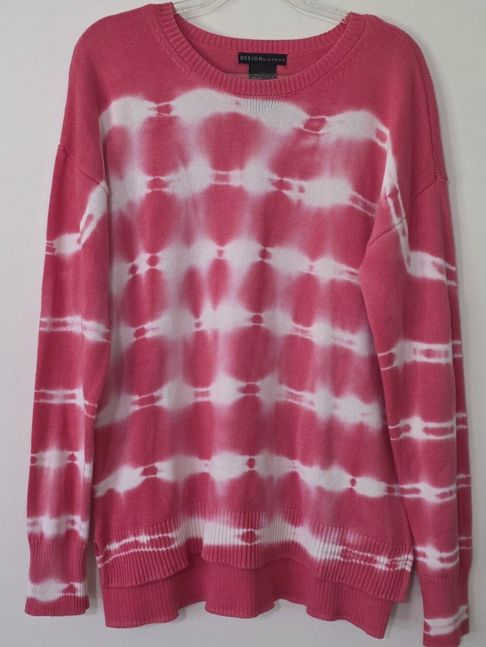 Design History Women's Lightweight Knit Pink Tie Dye Sweater Y2K Retro Medium